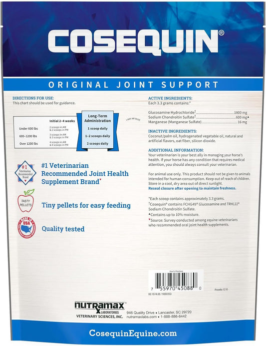 Nutramax Cosequin Original Pellets Joint Health Supplement for Horses - with Glucosamine and Chondroitin, 910 Grams