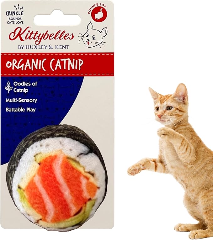 Huxley & Kent Plush Cat Toy | Sushi | Snack Attack Strong Catnip Filled Cat Toy | Plush Interactive Kitten and Cat Toy with Catnip and Crinkle | Kittybelles