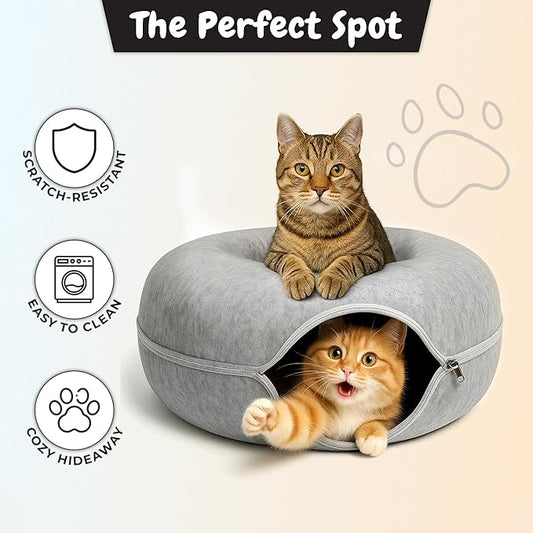 Cave Pet Bed for Cats Calming Anti Anxiety Crate Bed Machine Washable Breathable Soft Padding (24" L x 24" W x 12" H)