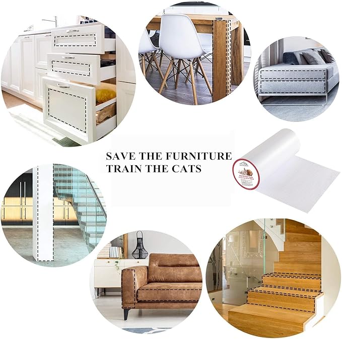 Anti-Cat Scratch Furniture Protector, 200" x 12", Single-Side Cat Couch Scratch Protector with 50 Twist Pins + 1 Scraper