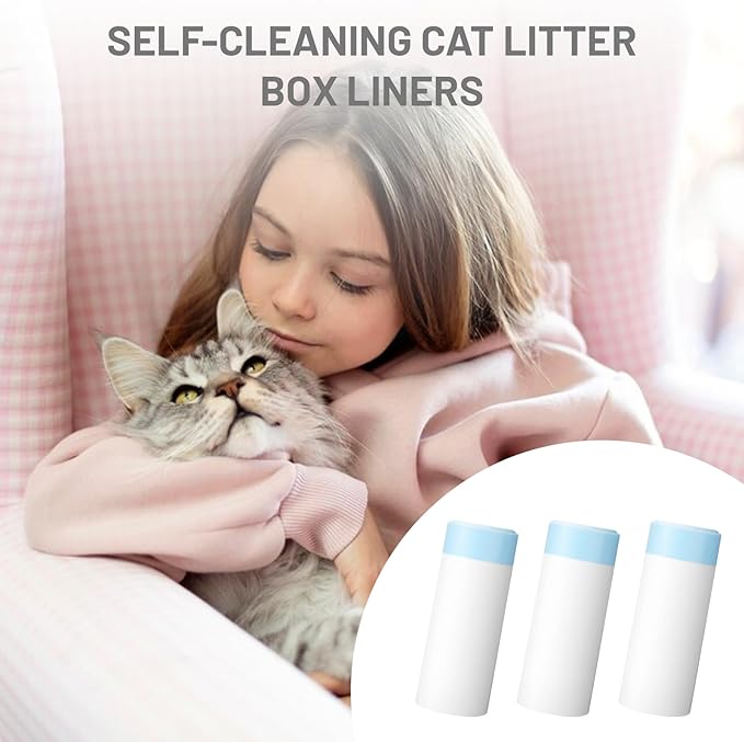120pcs Cat Litter Bags for MeoWant MW-SC01/MW-SC02/MW-LR01 Self-Cleaning Cat Litter Box Liner, Automatic Self Cleaning Cats Waste Bags for Self-Cleaning Cats Liners with Drawstring Pet Waste Boxes Bag