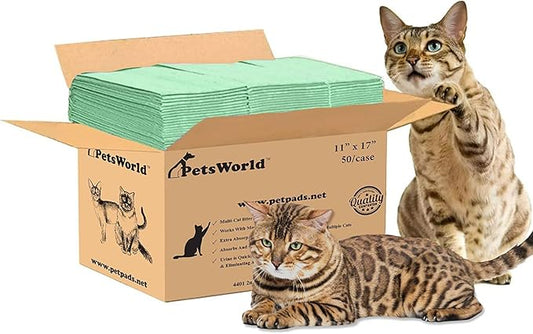 PETSWORLD Multi Cat Pad Refills for Cats Breeze Litter System, for 2 Cats, Ultra-Absorbent, Quick Dry - (50 Count, Fresh Scented)