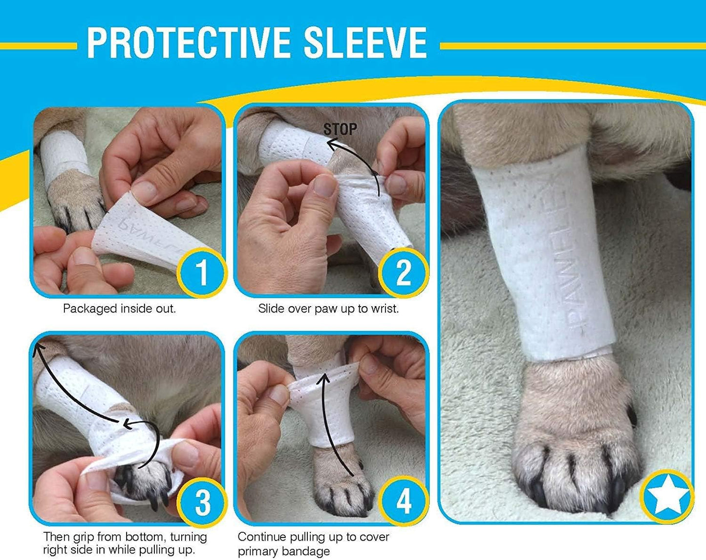 Protective Sleeve Tubular Cover - Bandages - for Dogs Cats and Other Pets First Aid Wound Care Comfortable Non-Adhesive Breathable & Water Resistant 12 Strips (yields 24-36 Covers)-(X-Large)