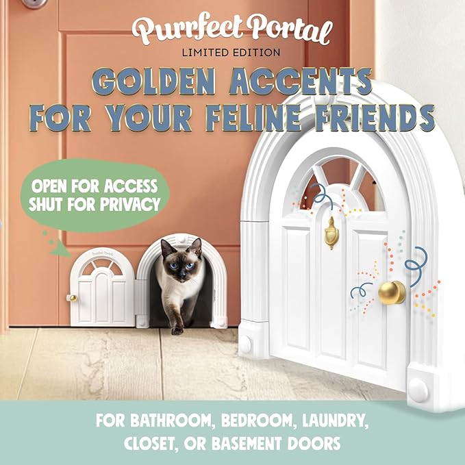 Meow Manor® Cat Door Interior Door - No-Flap, Interior Cat Door for Cats Up to 20 lbs, Easy DIY Setup, Secured Installation in Minutes, No Training Needed…