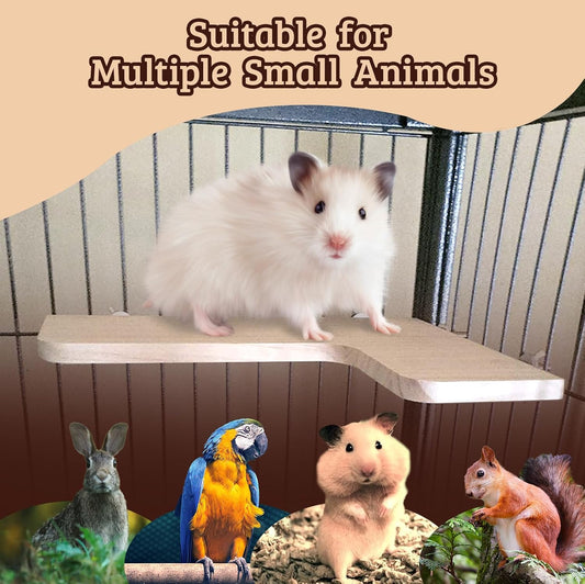 Chinchilla Cage Accessories Hamster Accessories, Chinchilla Toys Wood Platform Dwarf Hamster Cage Board, Chinchilla Cage Sturdy Standing and Jumping Wooden Board for Parrot Cage Rat Cage (Board)