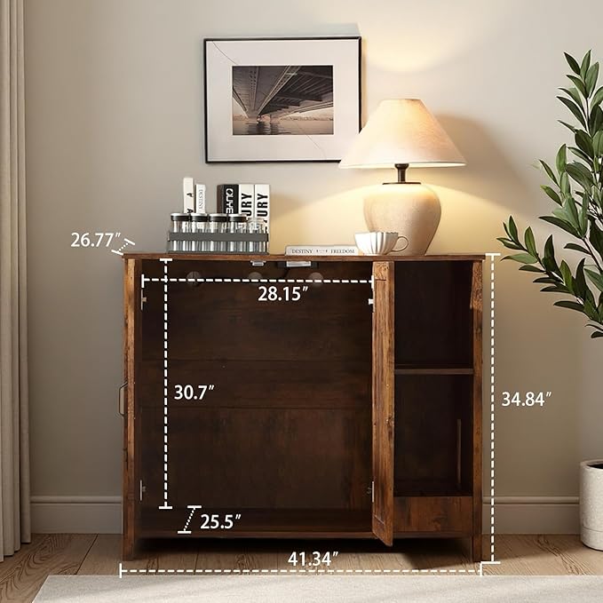 Cat Litter Robot Enclosure with Litter Collector,Cat Litter Cabinet with Dog Proof Adjustable Shelf,for Placing Litter Robot 3/4,Power Outlet (Rustic Brown)