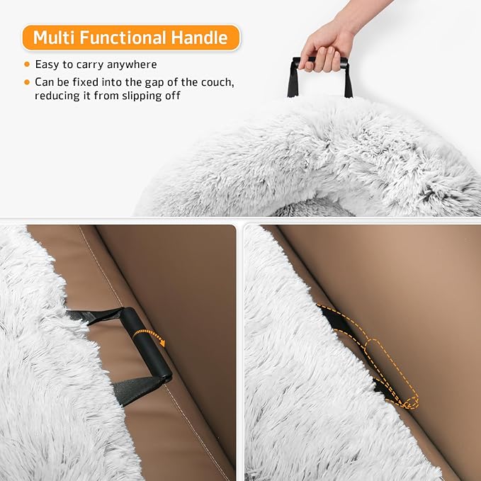 Calming Dog Bed Fluffy Plush Dog Mat for Furniture Protector with Removable Washable Cover for Large Medium Small Dogs and Cats (Large, Light Grey)