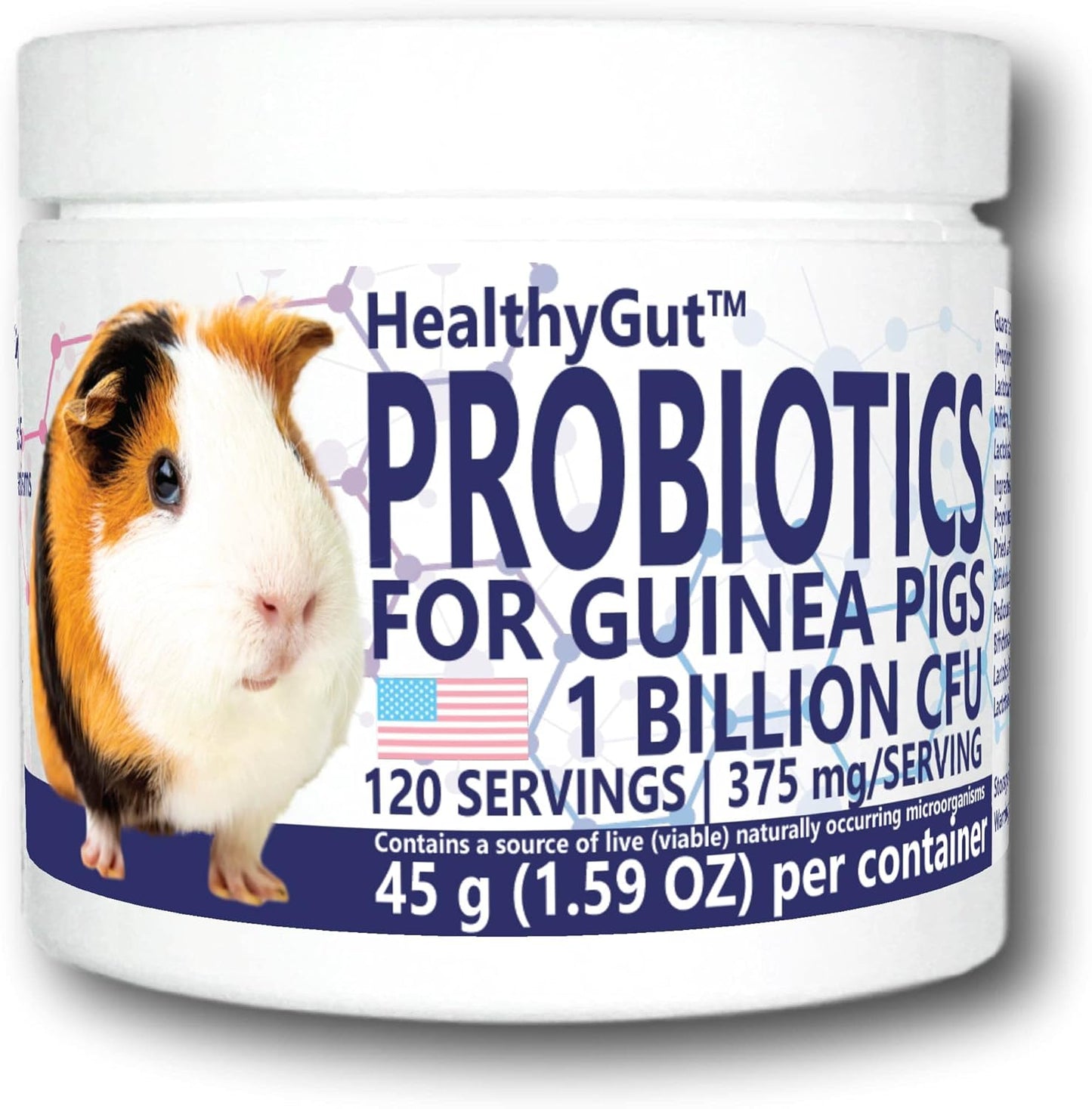 HealthyGut Probiotics for Guinea Pigs Dietary Supplement, All-Natural Digestive System Formula (120 Servings)