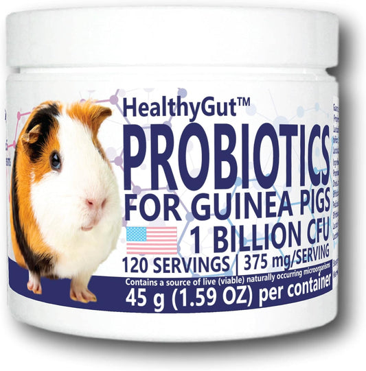 HealthyGut Probiotics for Guinea Pigs Dietary Supplement, All-Natural Digestive System Formula (120 Servings)