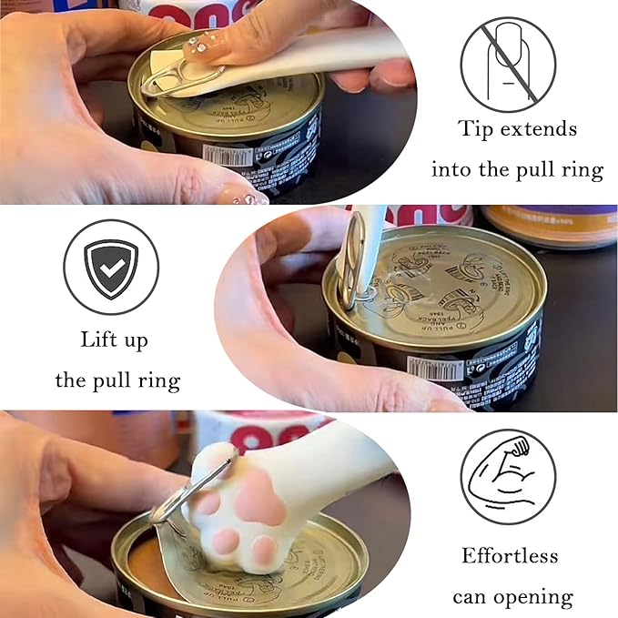 3 Pcs Cat Food Can Lids & One Can Opener | Cute Paw Shape Can Covers and Opener Spatula Cat Spoons for Wet Food | Universal BPA Free Silicone Can Food Spoon & Covers for Dog Cat Cans(Pink)
