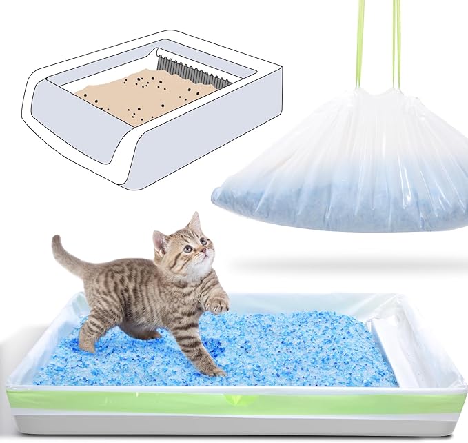 Cat Litter Liners for Pet Scoop Free Crystal Litter Tray, Open/Hooded Litter Pan and Pull-out Litter Box Sliding Drawer, Tear-resistant Disposable Replacement Kitty Poop Bags (15 Count, 37 W x 13 H)