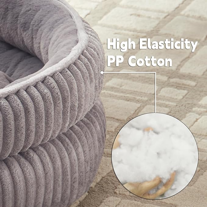 Cat Beds for Indoor Cats,Kitten Bed,Dog Bed for Extra Small Dogs Breeds,Puppy Kennel Bed, Comfy Durable Pet Sleeping Bed, Washable Roun Cat Beds & Non-Slip Bottom, Gray 18" L x 18" W x 7" Th
