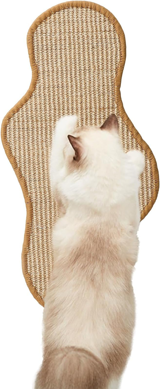 Sisal Cat Scratcher Mat with Sticky Tapes, 23.6" x 11.8" Cat Scratching Carpet for Indoor Cats, Horizontal Cat Scratcher for Cat House, Scratching Posts, and Couch Protection(Cactus)