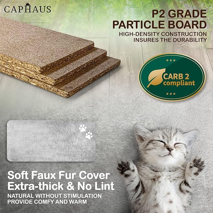 CAPHAUS 70-Inch Multi-Level Tall Cat Tree with Cute Top Perch, Scratching Posts, Cat Activity Tree w/Modern Hammock, Cat Cave Condo for Large Cats Kittens Tall Cat Climbing Play Tower