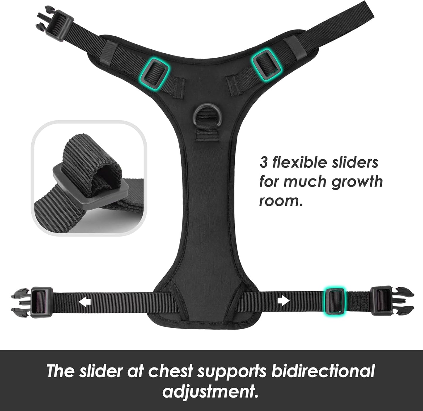 No Pull Dog Harness, Puppy Vest with Front Clip for Small Medium Large Sized Dog(Black,XL)