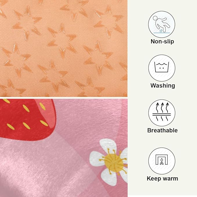 Pet Bed Strawberry Fruits Dog Bed Mat Absorbing Non Slip Pad Pet Sleeping Mat for Small, Medium, and Large Dogs Puppy Cat 36 in x 24 in