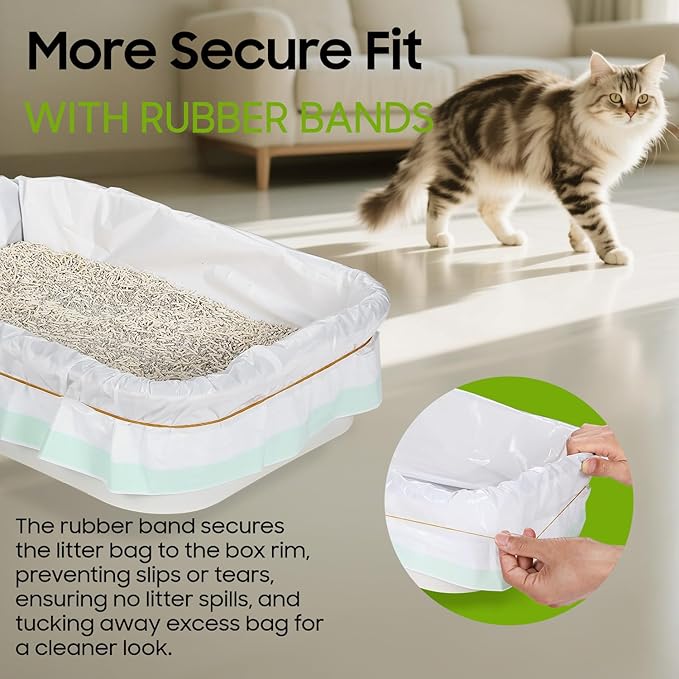 30 Count Cat Litter Box Liners, Drawstring Large/Jumbo Cat Litter Liner Bags For Litter Box, Heavy Duty Pre-Separated 36" x 16"
