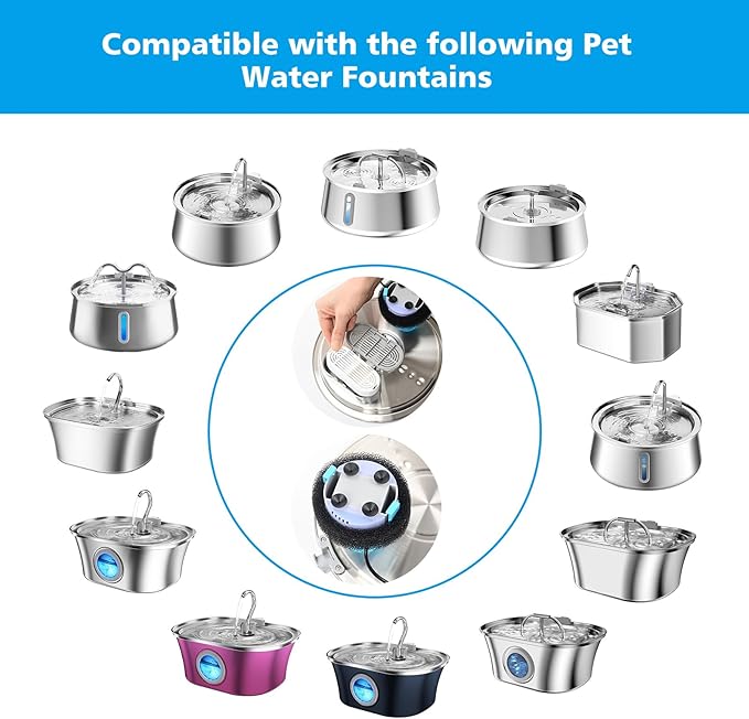 Cat Water Fountain Filter,Cat Fountain Filters Replacement for 3.2L/108oz ship-shaped Cat Drinking Fountain and 4L/134oz Stainless Steel Pet Fountain,Pet Water Fountain Filter