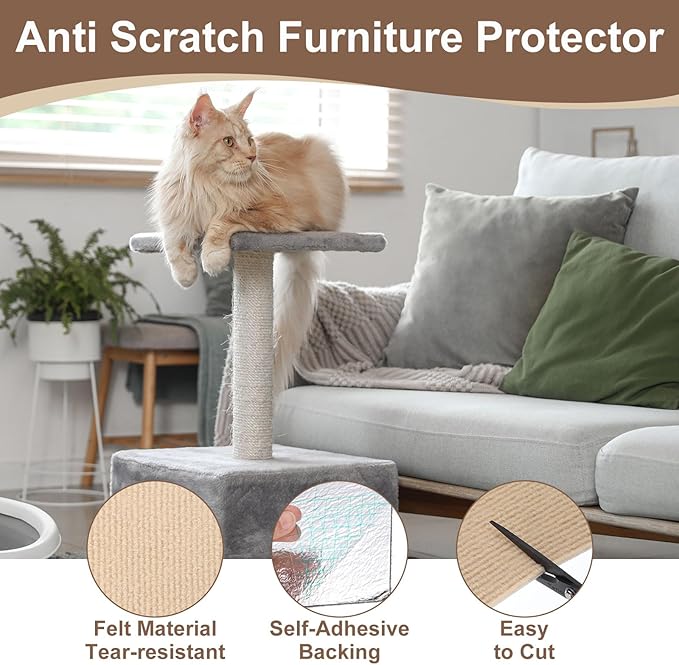 uxcell Self-Adhesive Cat Scratching Mat, 1 Roll 236" x 236" Couch Protector from Cat Claws for DIY Sofa, Wall, Doors, Cut Anti Cat Scratch Pad Carpet Mat, Khaki