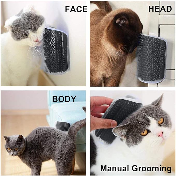 3.0 Softer Cat Self Groomer with Catnip, Dog Cat Corner Groomer,Wall Corner Scratcher Comb,Grooming Massage Brush, Perfect Scratch Massager Tool for Long & Short Fur Kitten/Puppy (2 Pack)