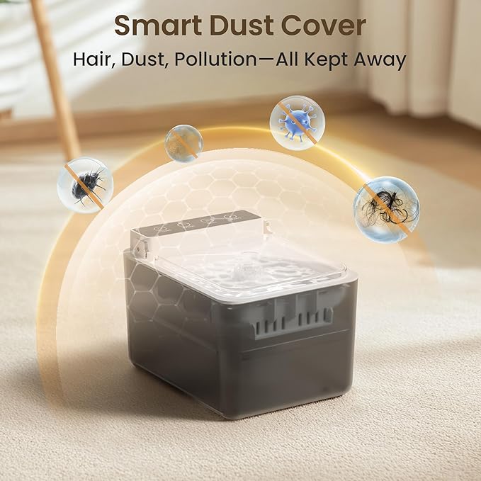 Cat Water Fountain with Dust Cover, 102 oz/3L Automatic Cat Water Dispenser Bowl with Battery Operated, Cat Fountain Super Silent Pet Water Fountain for Dogs and Cats Indoor(<30dB)