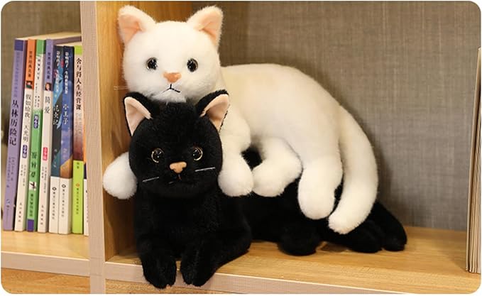 Cute cat Plush Toys, pet Animal Stuffed Toys, Children's Gifts, (Black)
