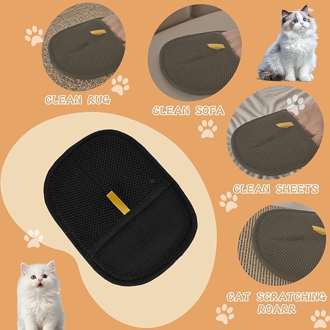 Pet Hair Remover Gloves for Cats & Dogs, Electrostatic Pet Hair Removal Gloves Brush for Pets Hair, Reusable Cats & Dogs Grooming Gloves for Hair Removal，Pet Hair Remover for Furniture