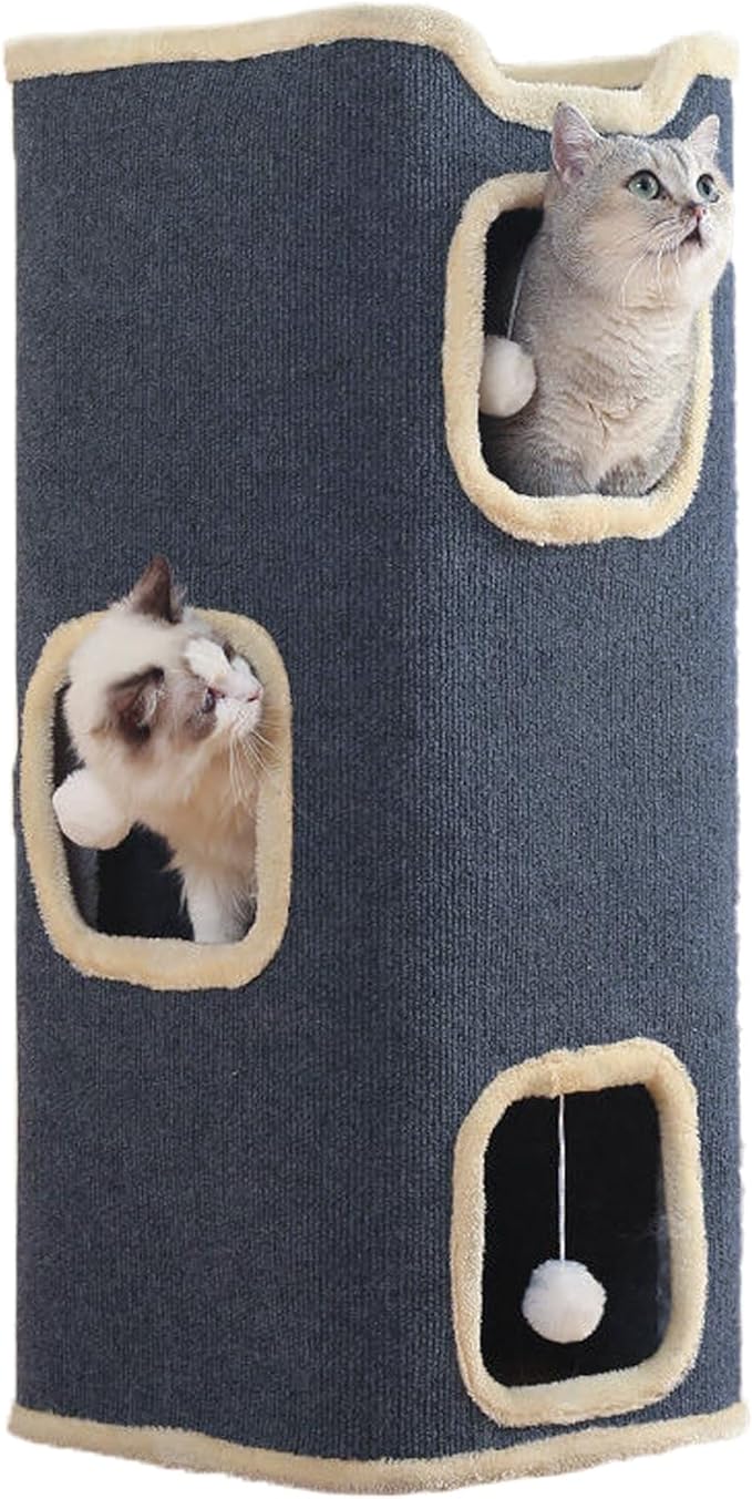 Cat House for Indoor, Multi-Level Cat Condo Foldable Cave Bed (3-Level)