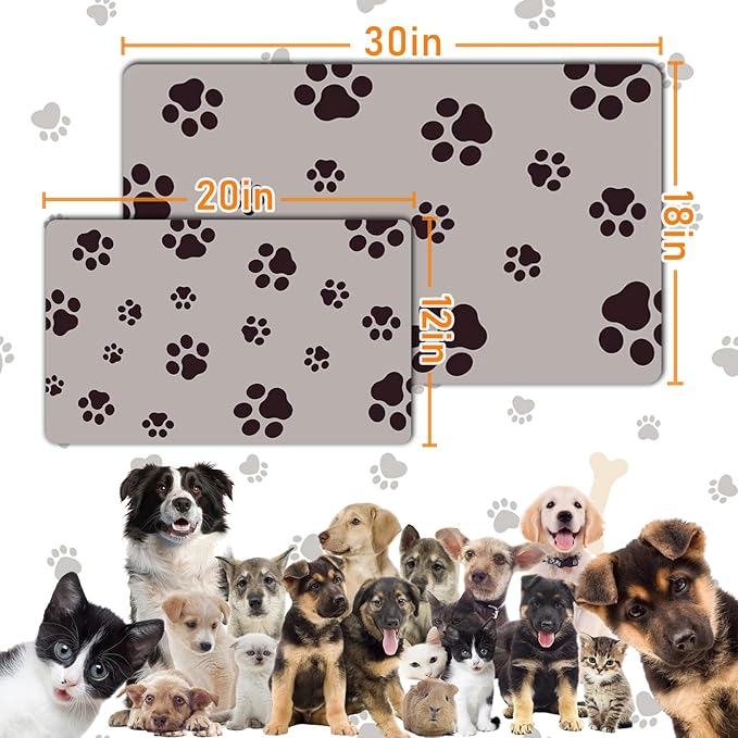 Pet Feeding Mat-Super Absorbent Dog Food Mat,30×18in Oversized Feeding Mat, Stain Fast Dry Dog Water Dispenser Mat