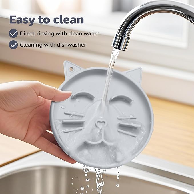 Coomazy Silicone Slow Feeder Dog Cat Bowls, Interactive Puzzle Toy for Pets Dry/Wet Food Training, Keeps Dogs Cats Busy, Prevents Puppy Kitty Overeating (Grey, 0.8 Cup)