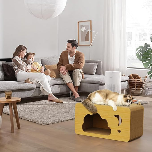 Cat Scratcher House,2 in 1 Cardboard Cat House Durable and Sturdy Cat Scratching Post Cat Scratching Board Cat Scratchers for pet to Scratch, Rest and Play, Easy to Assemble