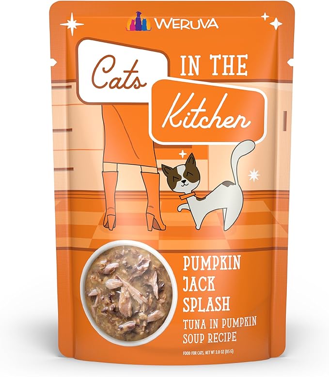 Weruva Cats in The Kitchen, Pumpkin Jack Splash with Tuna in Pumpkin Soup Cat Food, 3oz Pouch (Pack of 12)