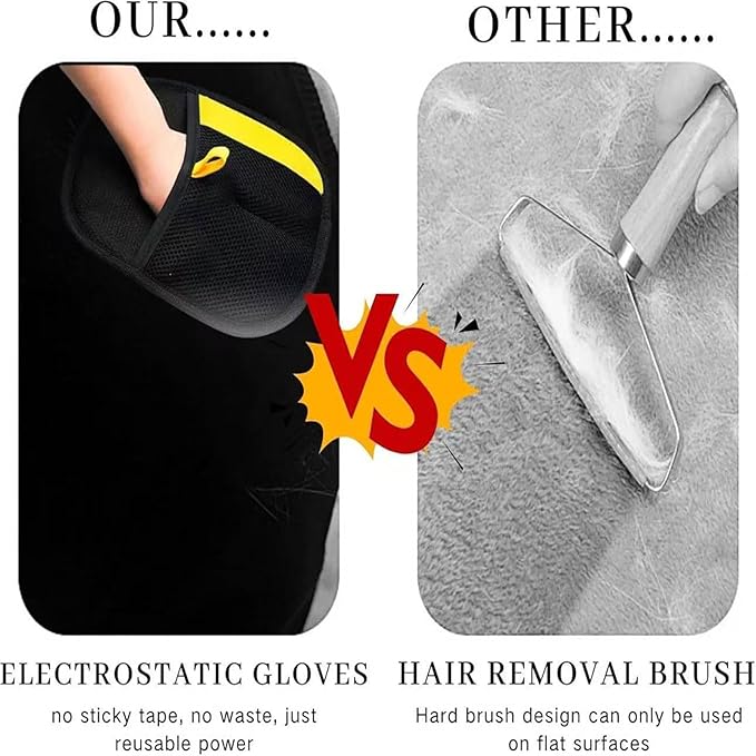 Whisker Gizmo Pet Hair Remover，Reusable Pet Hair Remover Glove，Pet Hair Removal Glove, Ultimate Pet Grooming Glove for Cats & Dogs - Dual-Sided Electrostatic Pet Hair Remover Mittens (1PCS)