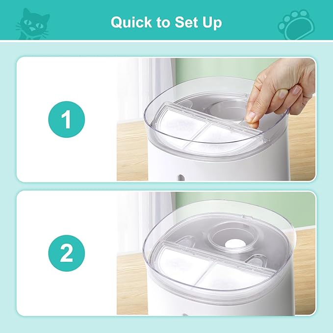 6 Pack Pet Fountain Replacement Filters for Wireless Pumps Cat Water Fountain Dog Water Dispenser WF20/CF20, Triple Filtration System Replacement Filters