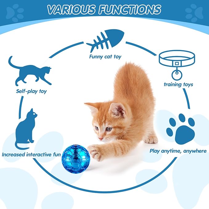 Frienda 4 Pieces Ghost Hunting Cat Ball Motion Light up Cat Balls LED Motion Activated Pet Ball Motion Light up Interactive Toys Pet Glowing Mini Running Exercise Ball Toys(Multicolored)