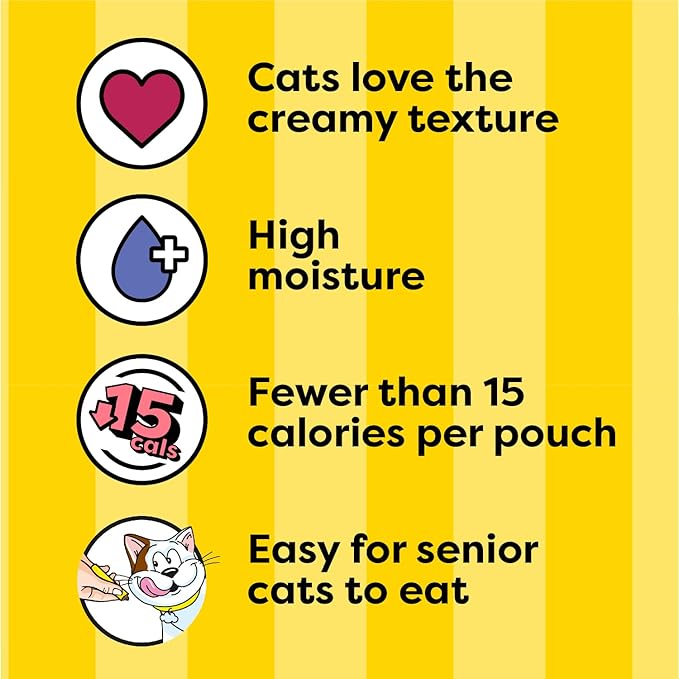 Temptations Creamy Puree Squeezable Lickable Wet Cat Treats with Cheese, 0.42 oz. Tubes, 4 Count, Pack of 11 (44 Total)
