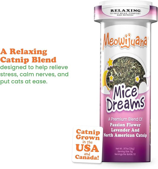 Meowijuana Sleepy Time Bundle | Get Hung Refillable Moon and Stars Toy and Mice Dreams Catnip Blend | Promotes Play and Cat Health | Includes North American Organic Catnip