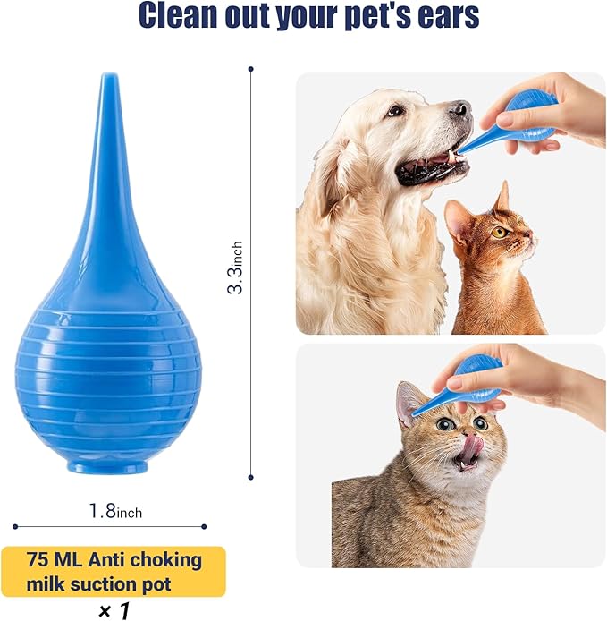 Newborn Puppy Kitten Small Animal Sterile Mucus Extractor Suction Catheter, Animal Kid Puppy Kitten Tube Feeding Kit 8 FR Red Feeding Tubes with 20ml Syringes and Bulb Aspirator