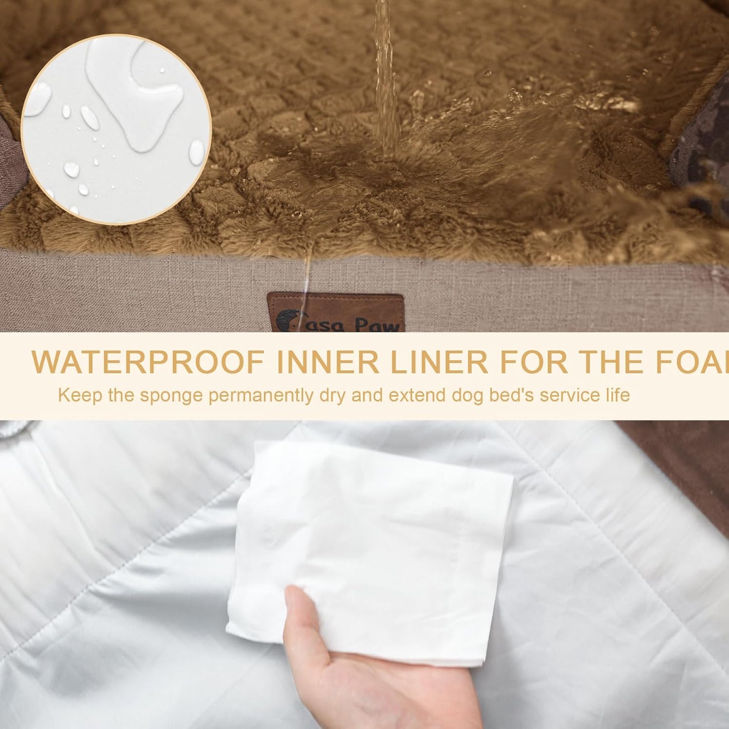 Orthopedic Waterproof Dog Bed for Extra Large Dogs, Memory Foam XL Dog Bed with Sides, Egg-Crate Foam and Non-Slip Bottom Jumbo Dogs Couch Beds with Washable Removable Cover(Jumbo,Brown)