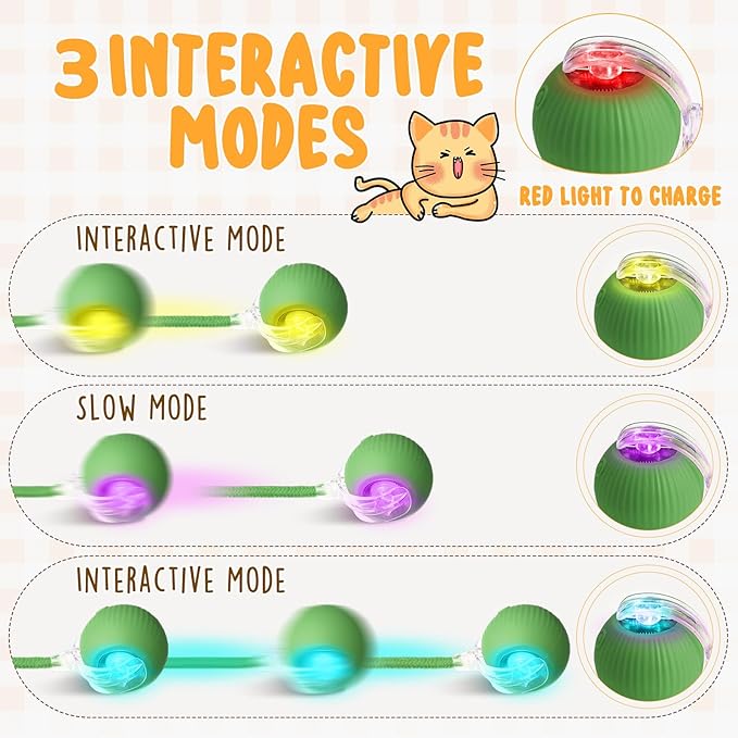 6 Pack Interactive Cat Ball Toy 360° Automatic New Interactive Rolling Ball 2025 Rechargeable for Indoor Cat Dog Exercise Electric Self Rolling Toy for Large and Small Puppy Kitten