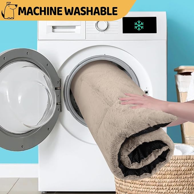 Dog Crate Pad, Kennel Bed Crate Mat for Small Dogs, Washable Cute Pet Bed for Dog Cage, Ultra Soft Flat Puppy Cat Kitten Pillow Cushion for Sleeping Anti-Slip (36" x 23", Brown