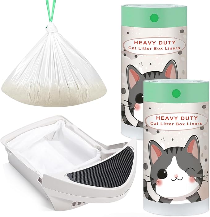 40 Count Cat Litter Box Liners and Bags for Automatic Cat Litter Boxes,Waterproof Easy Cleanup,Heavy Duty,Unscented,Hypoallergenic & Pet-Safe (Green)