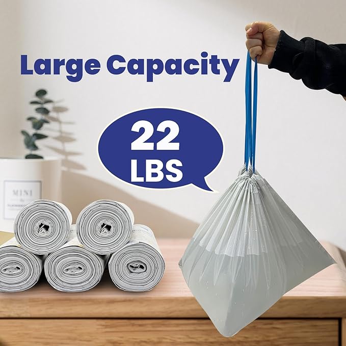 125 Counts Cat Litter Liner Bags Compatible with Neakasa and PetPivot Open-Top Pet Automatic Self Cleaning Cat Litter Box, Waste Bags, 27" x 13"Heavy Duty Replacement Trash Bags with Drawstring (Blue)