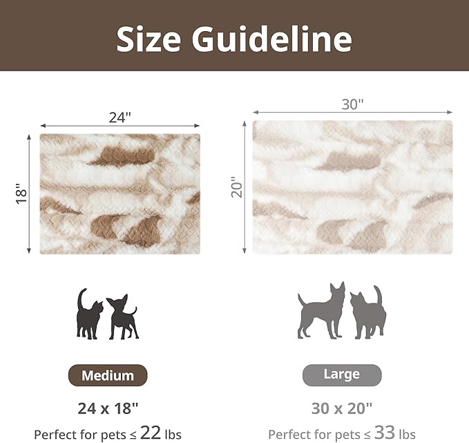 Self Warming Cat Bed, 24" x 18" Ultra Soft Cat Dog Pet Heating Pad for Indoor Outdoor, Non-Slip Heated Dog Mat Thermal Blanket