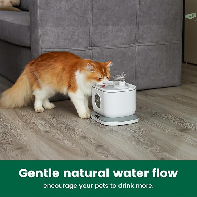 Cordless Cat Water Fountain, Rechargeable Battery Operated Cat Fountain, Wireless Pump Auto Shut-Off 7-Layer Filter Radar Detection Automatic Water Dispenser for Cats, 2.6L/88oz Pet Fountain BPA-Free