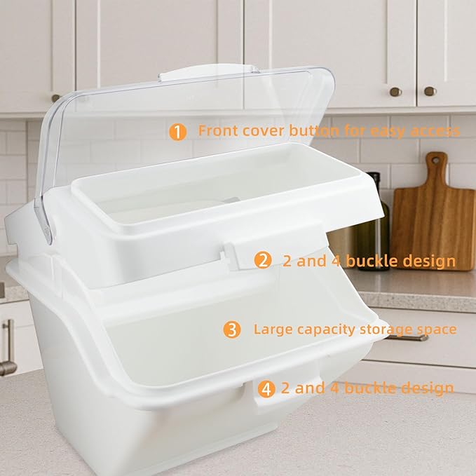88LB Airtight Flour Storage Container With Scoop for Dry Food, Sugar, Baking Supplies,Rice.BPA Free Ingredient Storage Bin，Pet Food Storage Container Dog Cat Birds Food Bin (88 LB)