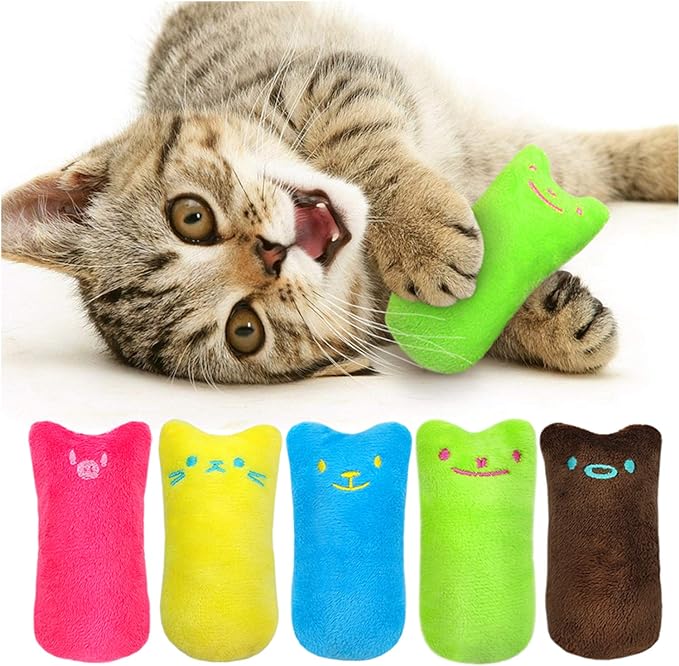 Legendog 5Pcs Bite Resistant Catnip Toys for Cats,Catnip Filled Cartoon Mice Cat Teething Chew Toy (Multicolored)