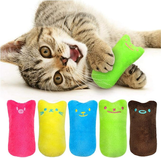 Legendog 5Pcs Bite Resistant Catnip Toys for Cats,Catnip Filled Cartoon Mice Cat Teething Chew Toy (Multicolored)