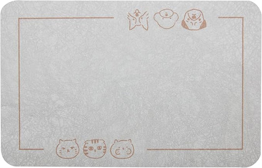 YCT Cat Pet Food Mat - Non-Slip Bottom Absorbent Quick Dry Feeding Mat for Dogs and Cats - Pet Supplies, 11.8"x18.1" Beige