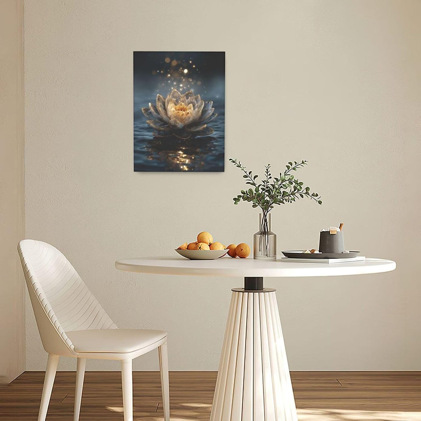 Zen Lotus Canvas Wall Art Mystical Lotus Bloom in Water Aesthetic Pictures Wall Decor Modern Meditation Spiritual Painting Print Framed Artwork Decorations Gifts for Yoga Spa Room Bathroom 12"x16"